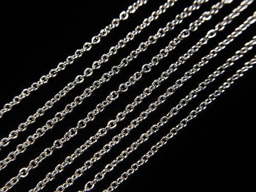 Silver925 Cable Chain 1.1mm Rhodium Plated [38cm][40cm][45cm][50cm][60cm][75cm] Necklace 1pc
