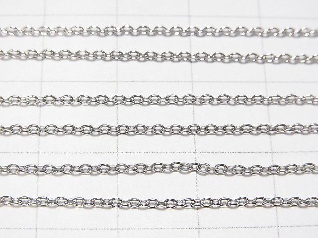 Silver925  Cable Chain  1.3mm Rhodium Plated  [18cm][38cm][40cm][45cm][50cm][60cm][75cm] 1pc