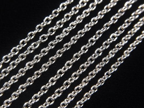 Silver925 Cable Chain 2mm Rhodium Plated [38cm][40cm][45cm][50cm][60cm] Necklace 1pc
