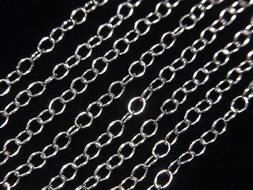 Silver925 Long Cable Chain 2.5mm Rhodium Plated [40cm][45cm][50cm][60cm] Necklace 1pc