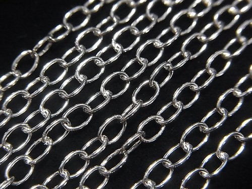 Silver925 Long Cable Chain 3mm Rhodium Plated [40cm][45cm][50cm][60cm] Necklace 1pc