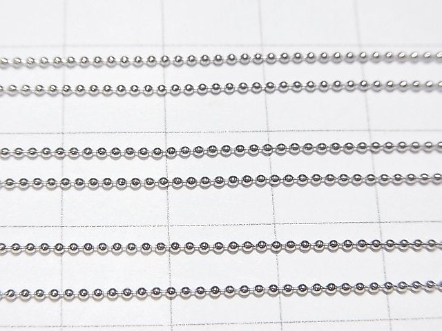 Silver925 Ball Chain 1mm Rhodium Plated [40cm][45cm][50cm] Necklace 1pc