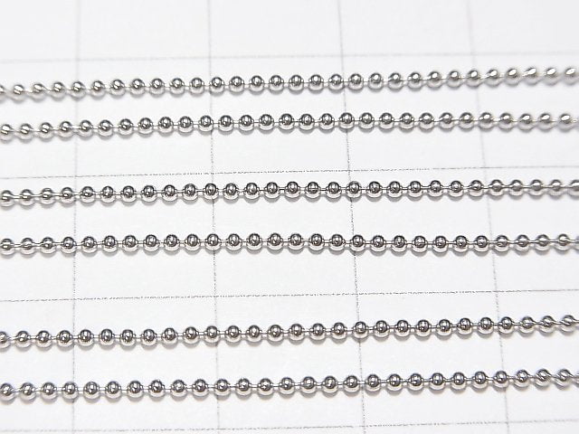 Silver925 Ball Chain 1.2mm Rhodium Plated [38cm][40cm][45cm][50cm] Necklace 1pc