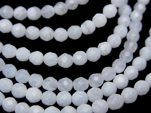 1strand $11.79! Blue Lace Agate AAA--AA++ 32Faceted Round 4mm 1strand (aprx.15inch/38cm)