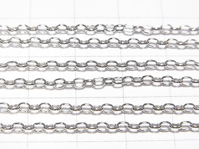 Silver925 Long Rolo Chain 2mm Rhodium Plated [38cm][40cm][45cm][50cm][60cm] Necklace 1pc