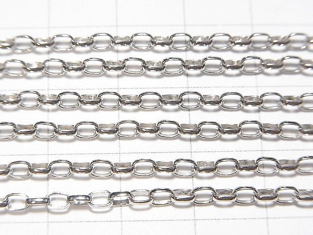 Silver925 Long Rolo Chain 2.5mm Rhodium Plated [40cm][45cm][50cm][60cm] Necklace 1pc