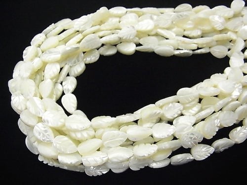 Mother of Pearl MOP White Leaf [8x6][9x6][12x8] half or 1strand beads (aprx.15inch/38cm)