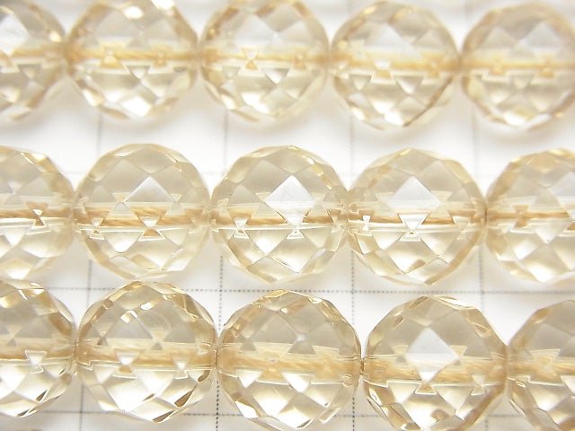 Champagne Aura Crystal Quartz AAA 64Faceted Round 10mm half or 1strand beads (aprx.15inch/38cm)