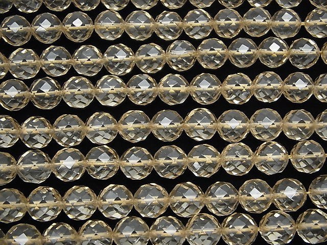 Champagne Aura Crystal Quartz AAA 64Faceted Round 12mm half or 1strand beads (aprx.15inch/38cm)
