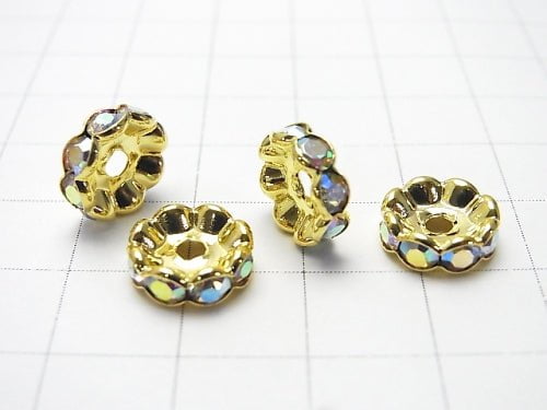Asfor Roundel [Crystal ABx Gold] Flower shape 4-10mm 10pcs