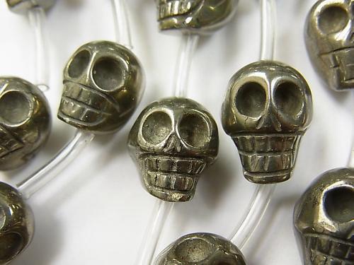 Pyrite AA ++ skull Vertical Hole 14 mm half or 1 strand (aprx.15 inch / 38 cm)
