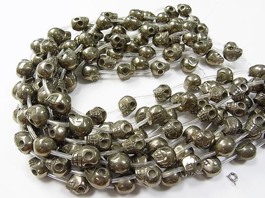 Pyrite AA ++ skull Vertical Hole 14 mm half or 1 strand (aprx.15 inch / 38 cm)