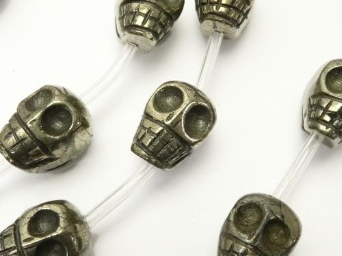 Pyrite AA ++ Skull Vertical Hole 12 mm, 14 mm, 16 mm half or 1 strand (aprx.20 inch / 50 cm)