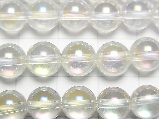 [Video]Aqua Crystal (Rainbow Aura) Round 8mm half or 1strand beads (aprx.15inch/37cm)