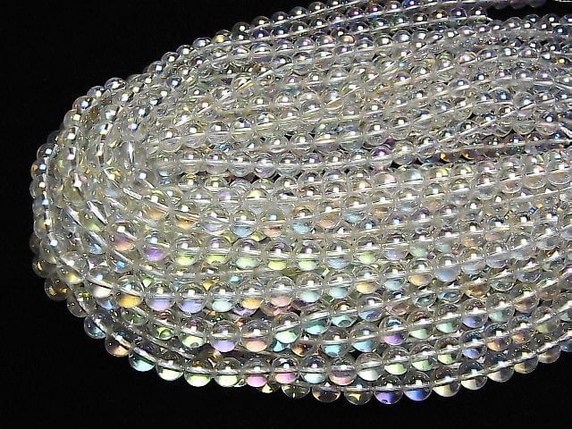 [Video]Aqua Crystal (Rainbow Aura) Round 8mm half or 1strand beads (aprx.15inch/37cm)