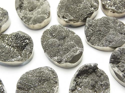 Druzy Agate Undrilled Oval 20 x 15 Silver Coating 1 pc $5.79!