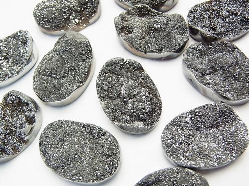 Druzy Agate Undrilled Oval 25 x 18 Silver Coating 1 pc $9.79!