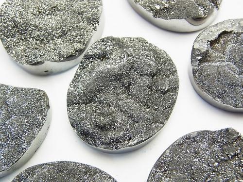Druzy Agate Undrilled Oval 30 x 25 Silver Coating 1 pc $12.99!