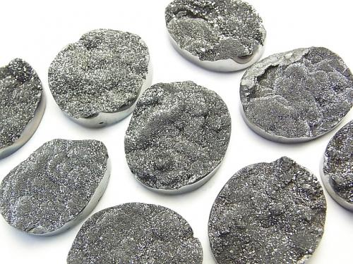 Druzy Agate Undrilled Oval 30 x 25 Silver Coating 1 pc $12.99!