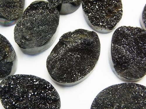 Druzy Agate Undrilled Oval 25 x 18 Black Coating 1 pc $9.79!