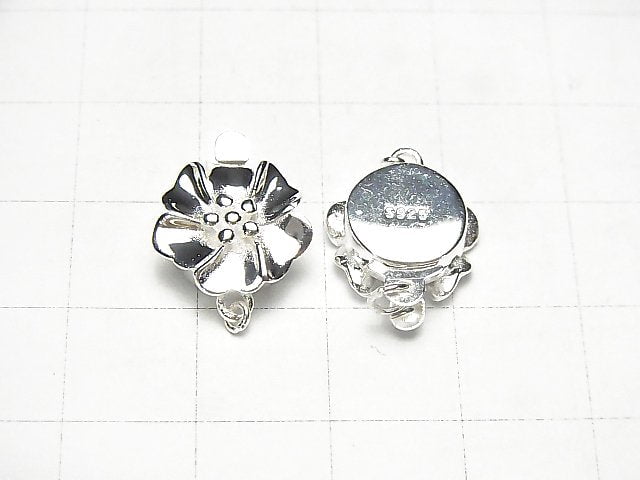 Silver925 Flower Clasp 16x12x5mm [No coating][Rhodium Plated][18KGP] 1pc