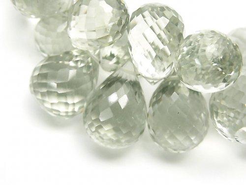 [Video] [One of a kind] High Quality Green Amethyst AAA Drop Faceted Briolette 1strand beads (aprx.7inch / 18cm) NO.3