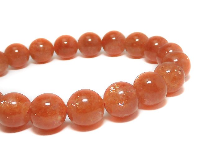 [Video] [One of a kind] High Quality Sunstone AAA+ Round 9.5mm Bracelet NO.66