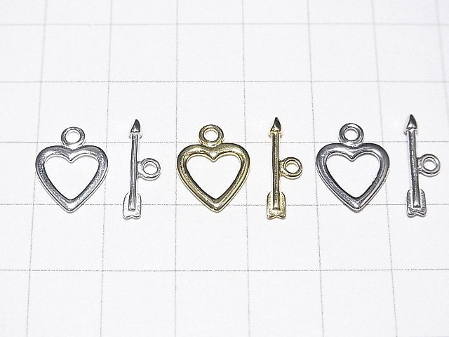 Silver925 Heart Toggle 10mm [Pure Silver Finish][Rhodium Plated][18KGP] 2pairs