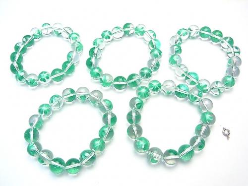 Green color! Clover with engraving! Crystal AAA Round 8 mm, 10 mm, 12 mm half or 1 strand