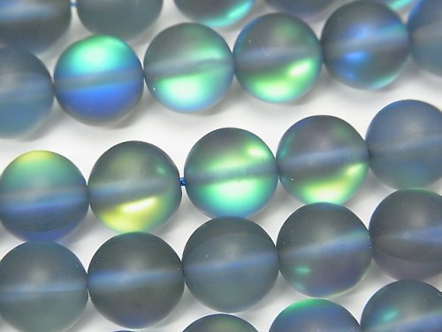 Frost Blue Luna Flash Round 10mm 1strand beads (aprx.14inch/35cm)