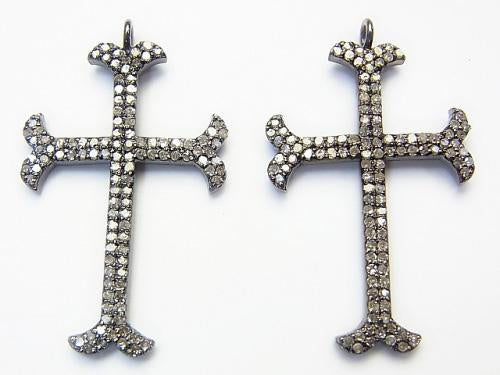 Diamond Cross Charm 33x22x2 Silver 925 (BKRhodium Plated) 1pc $117.99!