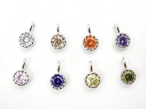 New Colors Available! 8 Colors Cubic Zirconia Charm (Silver) 5x5x3mm 1pc $0.99