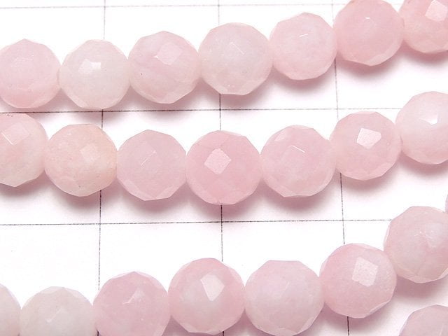 Pink & White Jade 64Faceted Round 6mm 1strand beads (aprx.15inch/37cm)
