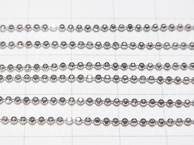 Silver925 Cut Ball Chain 1.5mm Rhodium Plated [38cm][40cm][45cm][50cm] Necklace 1pc
