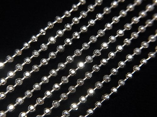 Silver925 Cut Ball Chain 1.8mm Rhodium Plated [38cm][40cm][45cm][50cm][60cm] Necklace 1pc