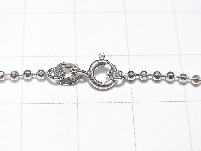Silver925 Cut Ball Chain 1.8mm Rhodium Plated [38cm][40cm][45cm][50cm][60cm] Necklace 1pc