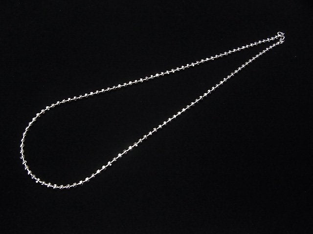 Silver925 Cut Ball Chain 3mm Rhodium Plated [45cm][50cm] Necklace 1pc