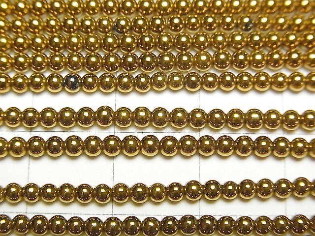 Hematite Round 2mm gold coated 1strand beads (aprx.15inch/38cm)