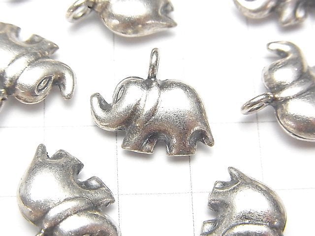 Karen Silver Elephant Charm 18x15x6mm 1pc