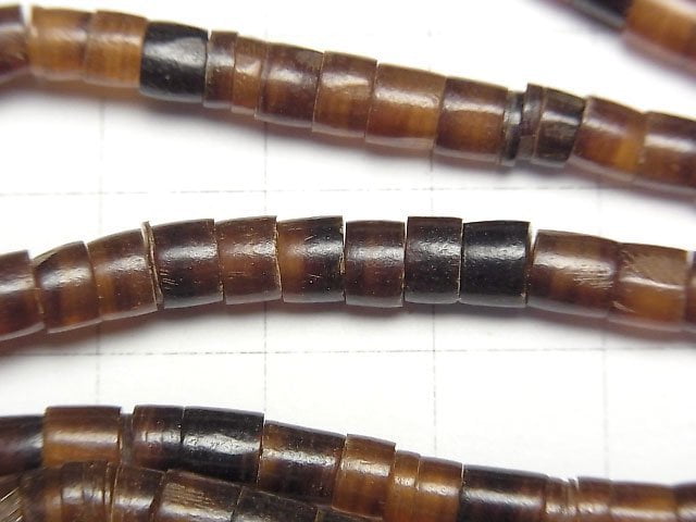 Buffalo Horn Roundel (Heishi)4x4x3mm Brown-Yellow 1strand beads (aprx.15inch/38cm)