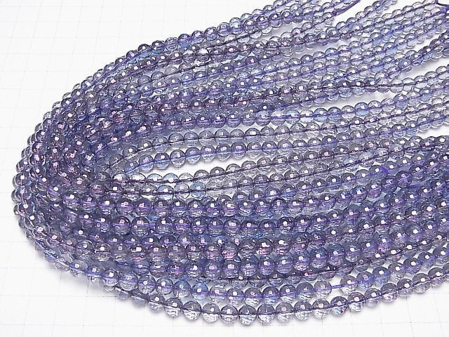 Cosmo Aura Crystal Quartz  128Faceted Round 6mm half or 1strand beads (aprx.15inch/38cm)