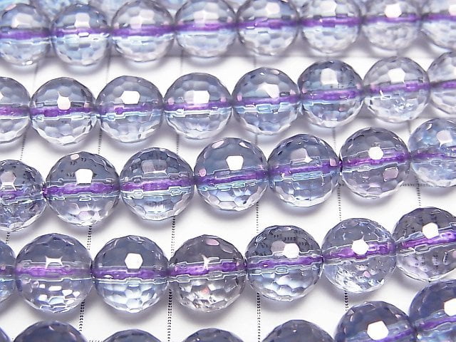 [Video]Cosmo Aura Crystal Quartz 128Faceted Round 8mm half or 1strand beads (aprx.15inch/38cm)