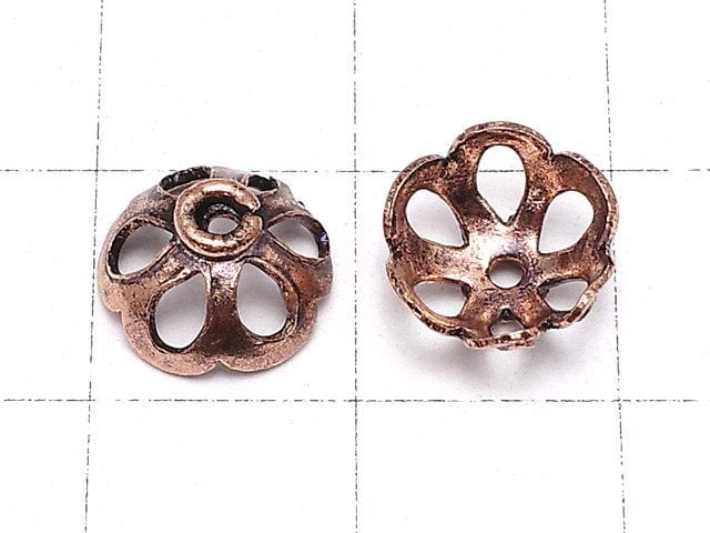 Copper Bead cap 9x9x4mm Oxidized Finish 1/4 or 1strand beads (aprx.7inch/18cm)