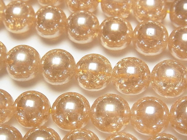 [Video] Crack Champagne Aura Crystal Quartz AAA Round 10mm half or 1strand beads (aprx.15inch/38cm)