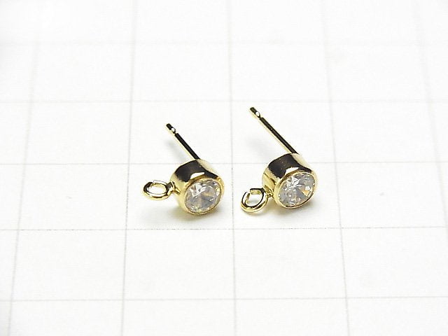 14KGF Earstuds Earrings  w/CZ 12x7x5mm 1pair