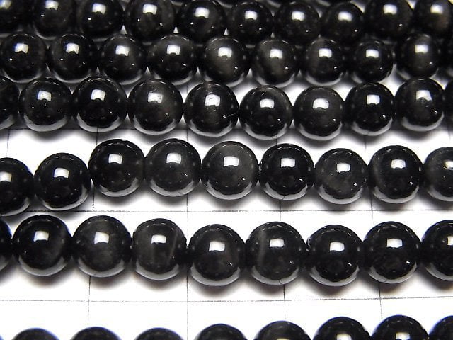 [Video]Black Tiger's Eye AAA Round 6mm 1strand beads (aprx.15inch/37cm)