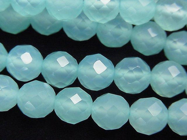 High Quality! Sea Blue Chalcedony AAA 64 Faceted Round 8 mm 1/4 or 1strand beads (aprx.15 inch / 38 cm)