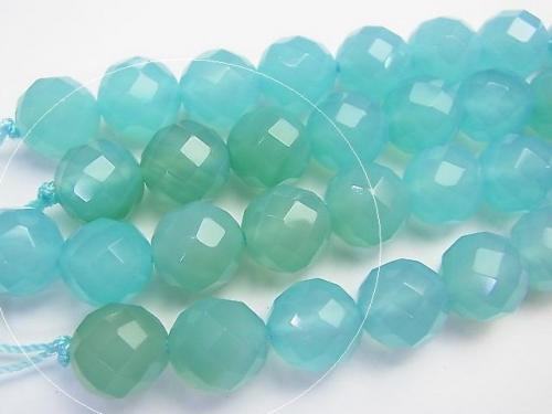 Diamond Cut! Sea Blue Chalcedony AAA 64 Faceted Round 10 mm 1/4 or 1strand (aprx.15 inch / 38 cm)