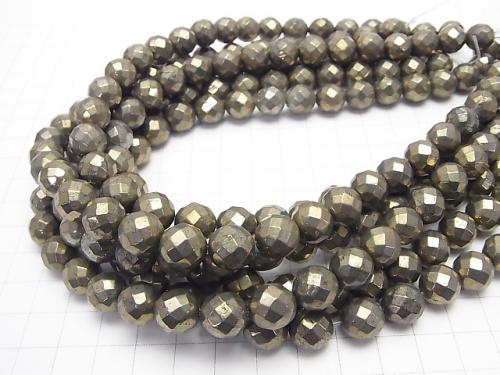 Golden Pyrite AAA 64 Faceted Round 10 mm half or 1 strand (aprx.15 inch / 38 cm)