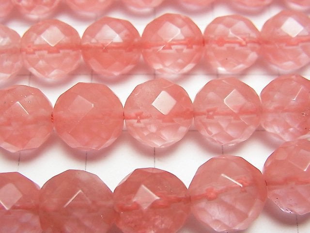 1strand $5.79! Cherry Quartz Glass  64Faceted Round 10mm 1strand beads (aprx.15inch/36cm)